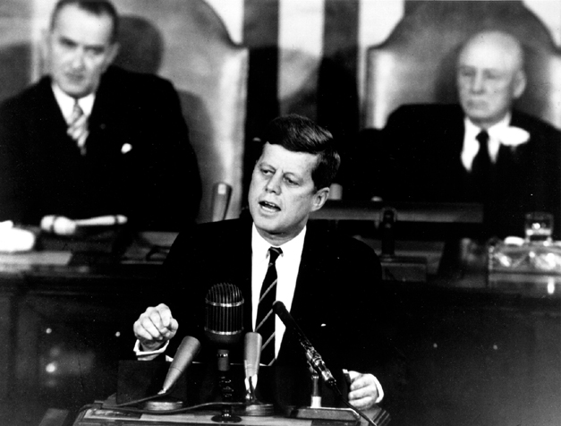 JFK during the delivery of the "We choose the moon" speech.  